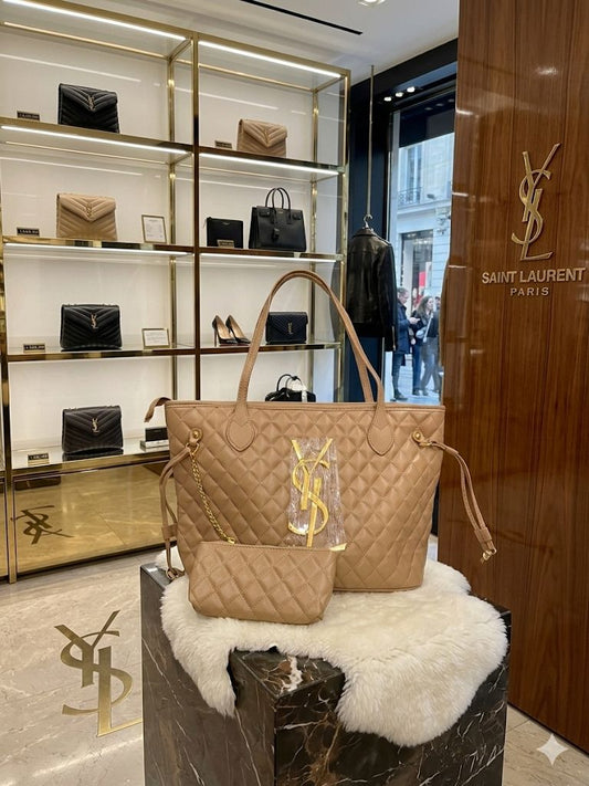 Luxury tote with detachable wallet