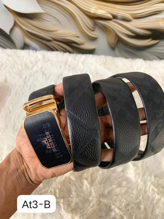 Auto Lock Belt – Premium Leather Designer Belt with Box