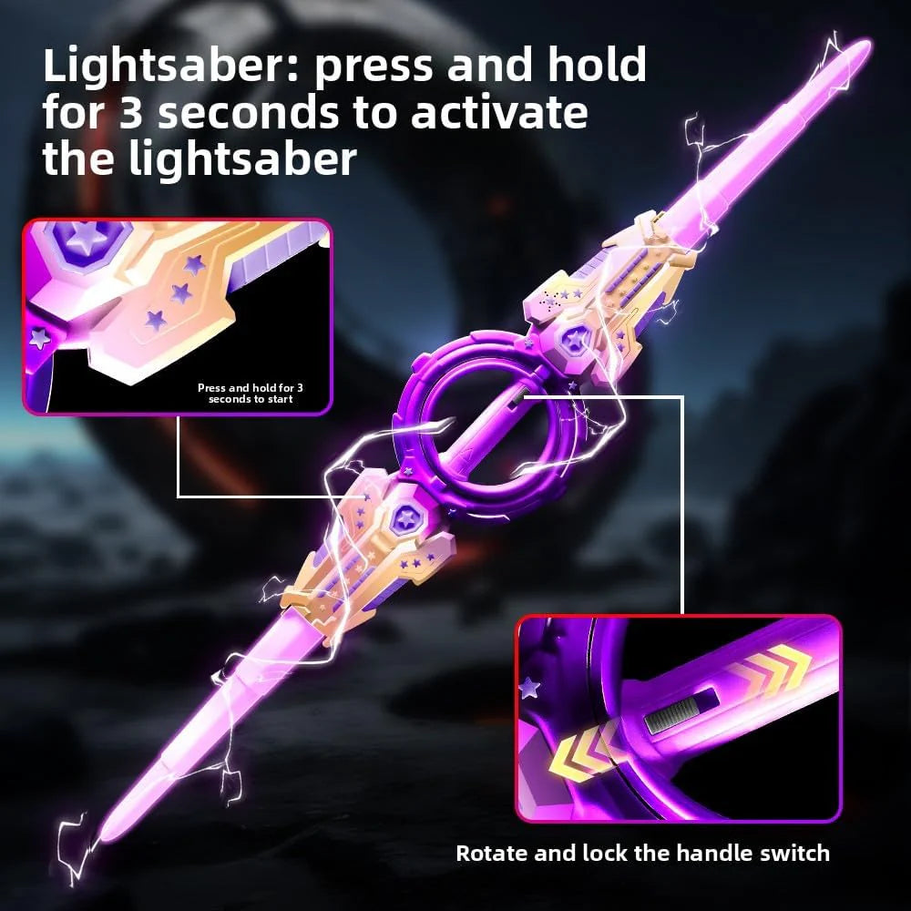 Double-Edged Spinning Lightsaber Toy with LED Lights