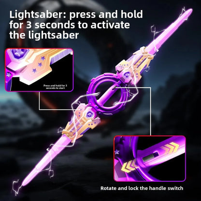 Double-Edged Spinning Lightsaber Toy with LED Lights