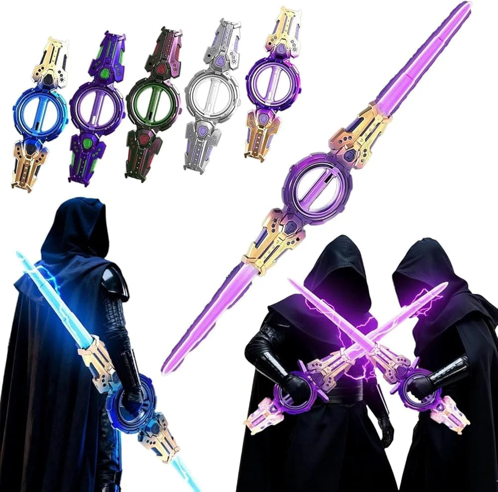 Double-Edged Spinning Lightsaber Toy with LED Lights