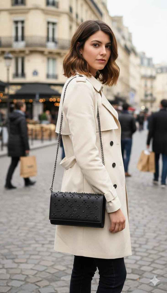 Stud Clutch &amp; Shoulder Bag – Black Designer