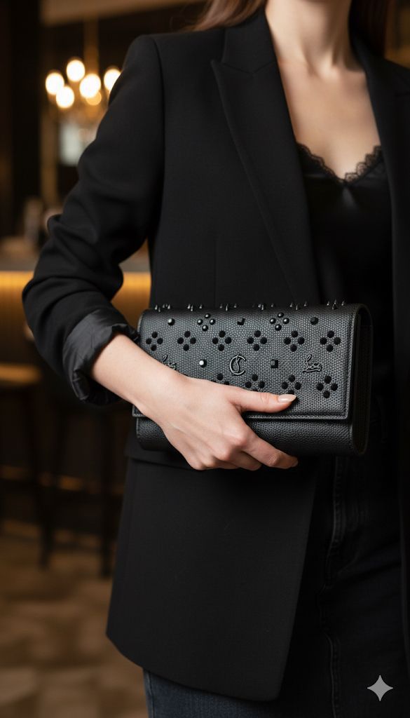 Stud Clutch &amp; Shoulder Bag – Black Designer