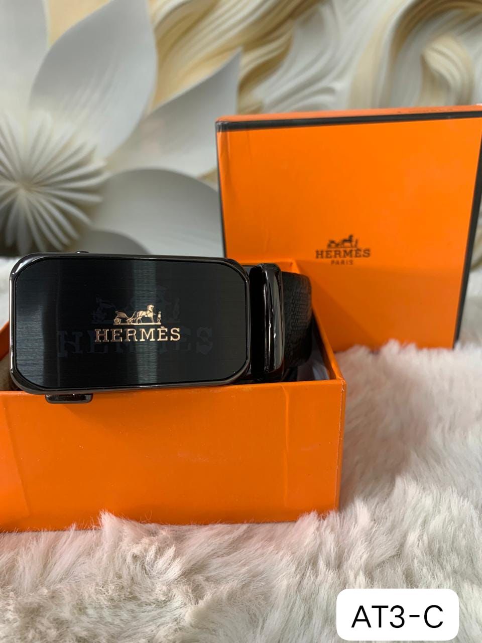 Auto Lock Belt – Premium Leather Designer Belt with Box
