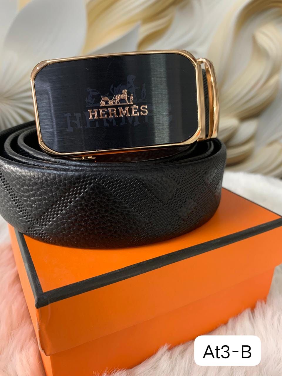 Auto Lock Belt – Premium Leather Designer Belt with Box