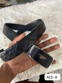 Auto Lock Belt – Premium Leather Designer Belt with Box