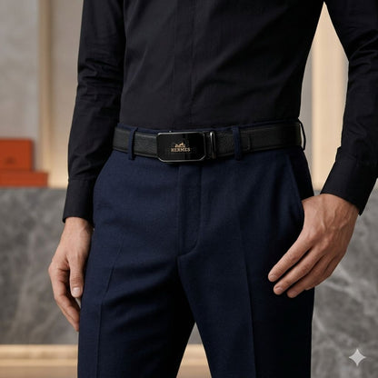 Auto Lock Belt – Premium Leather Designer Belt with Box