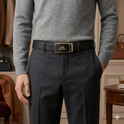 Auto Lock Belt – Premium Leather Designer Belt with Box